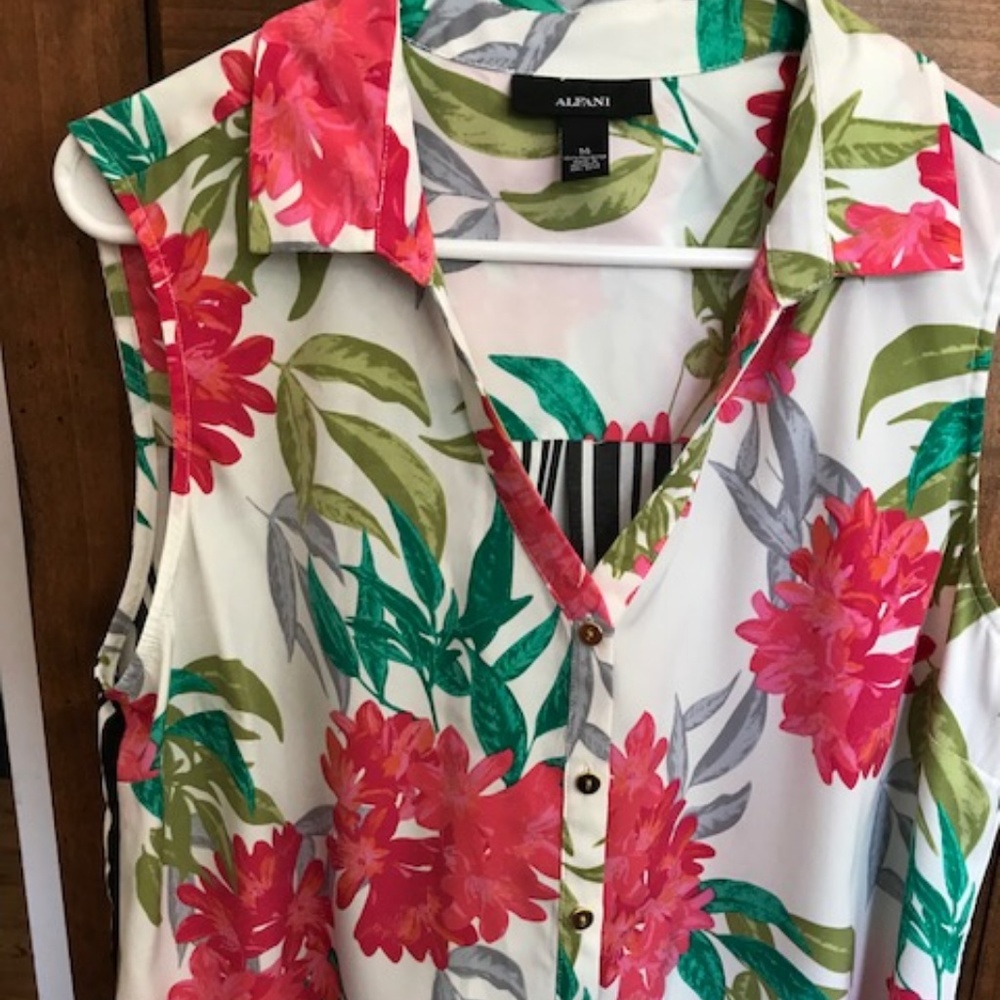 Alfani Sleeveless Blouse, tropical print